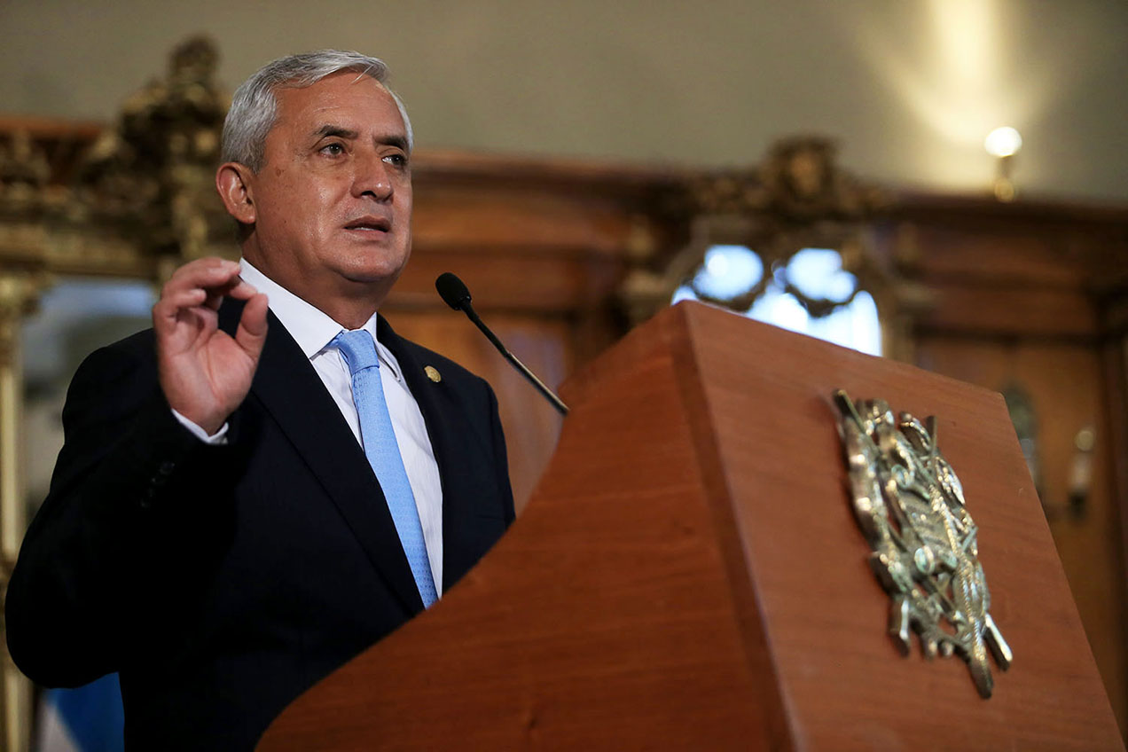 El presidente Otto Pérez Molina en conferencia de prensa en Casa Presidencial.