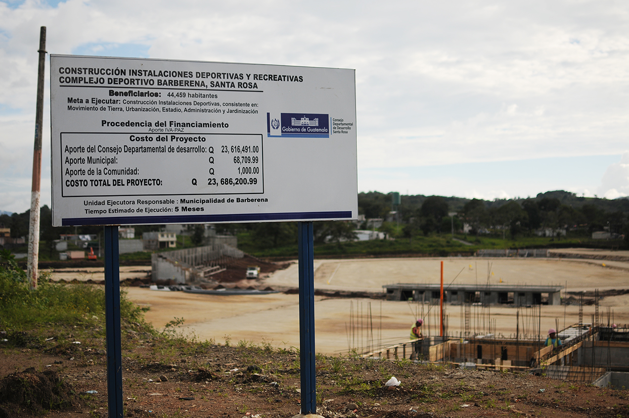 Las instalaciones del complejo deportivo de Barberena que ejecuta la administración de Rubelio Recinos tiene un costo de Q23,686,200.99.