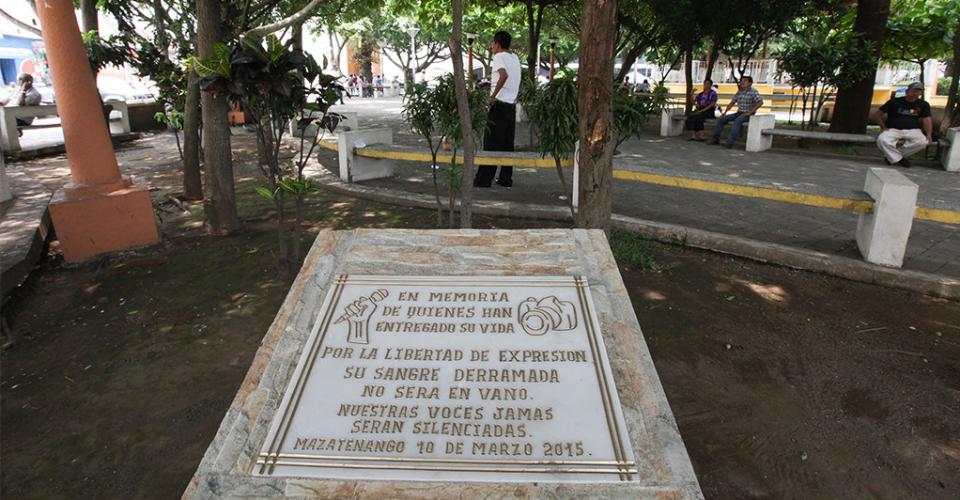 Parque de Mazatenango lugar donde fueron asesinados los periodistas Danilo Lopez y Federico Salazar. 