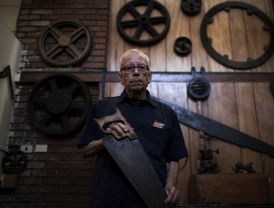 Ismael Victorino Durán Galdamez, 75 años, carpintero del Museo del Ferrocarril. . [Simone Dalmasso]